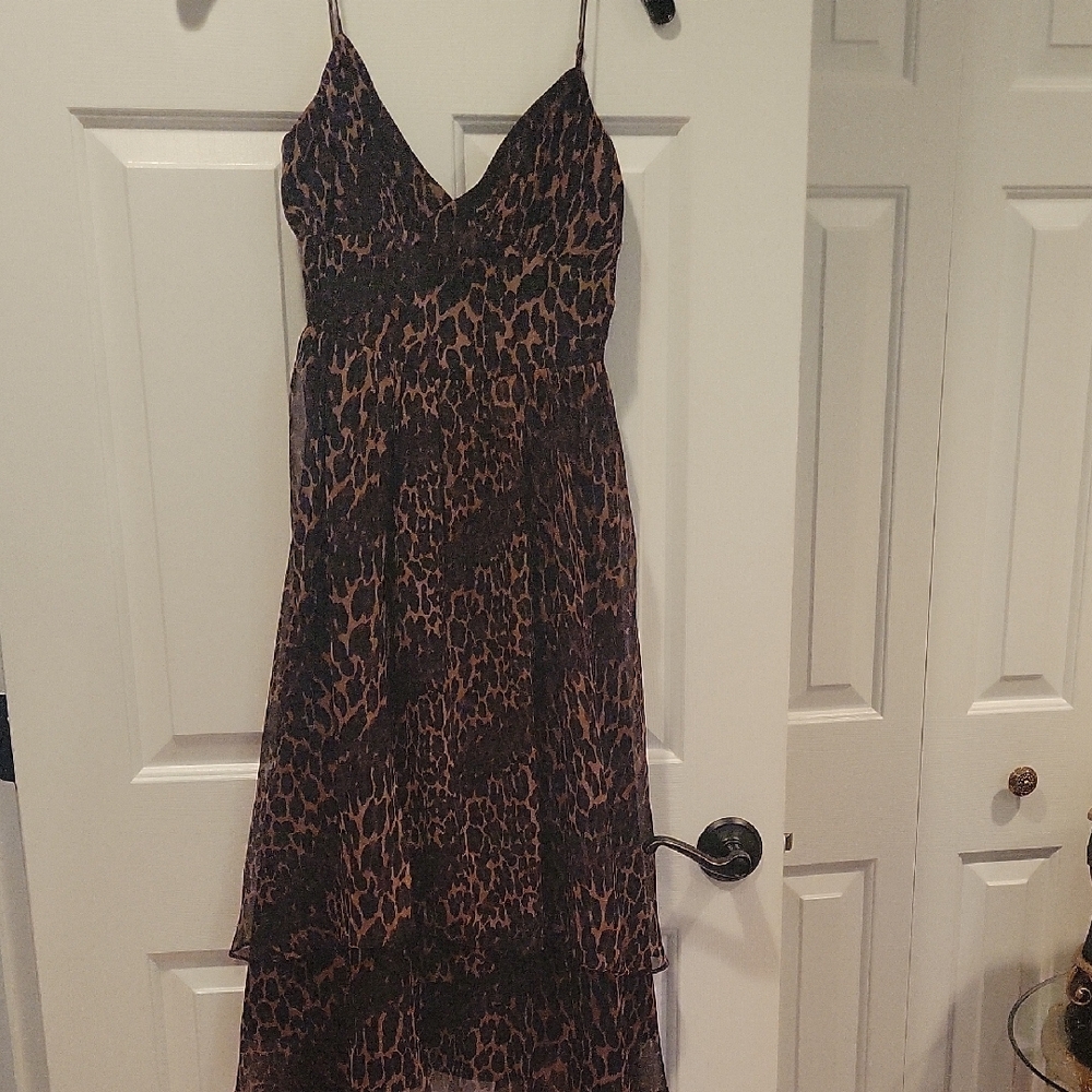 Betsey Johnson Brown Leopard High Low Dress